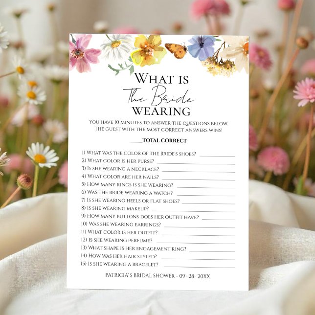 What Is The Bride Wearing | Wildflower Game Card (Creator Uploaded)