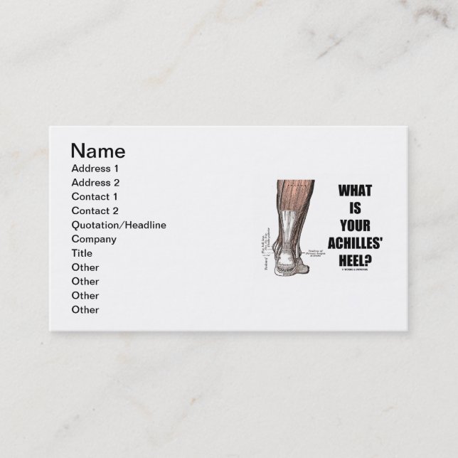 What Is Your Achilles' Heel? (Heel Anatomy) Business Card (Front)