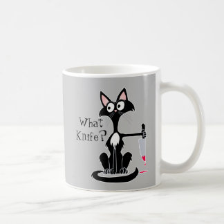 What knife Funny Cartoon Cat red bloody knife  Cof Coffee Mug