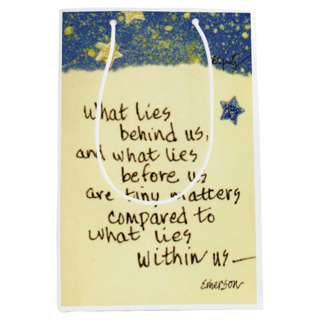 What lies behind us...Emerson Quote drawing  Medium Gift Bag (Front)