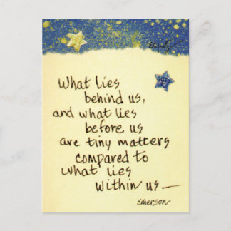 What lies behind us...saying coloured drawing note postcard