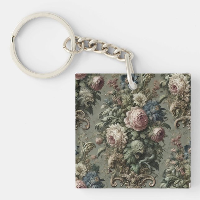 What Lies Beneath the Bloom – Gothic Victorian Key Ring (Front)