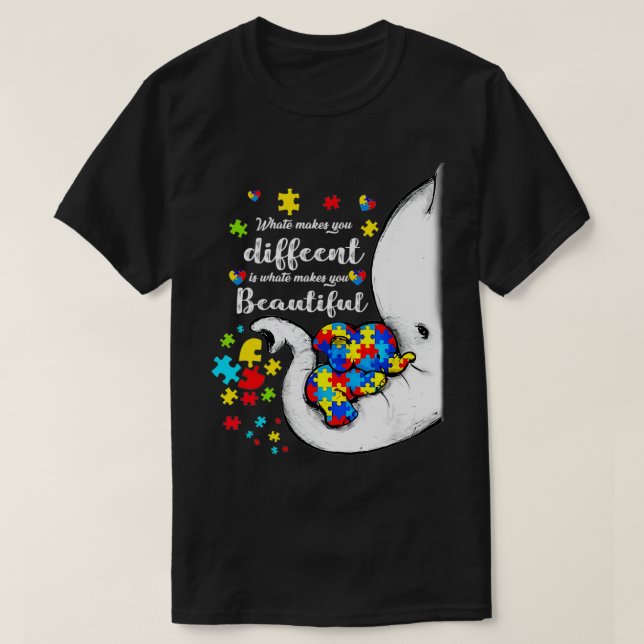 What Makes You Different Autism Child Elephant Mum T-Shirt (Design Front)