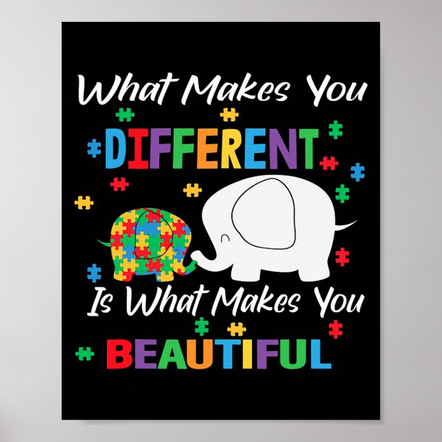 What Makes You Different Autism Child Elephant Poster (Front)