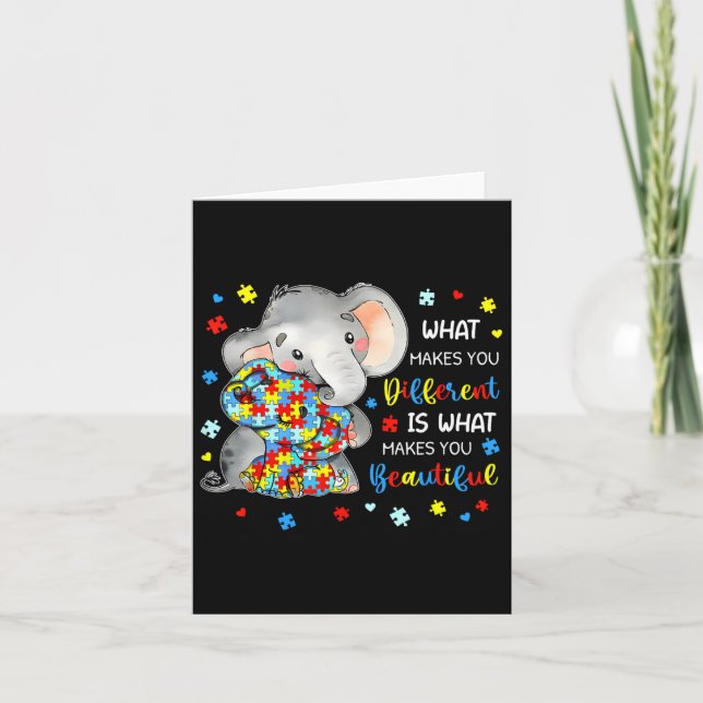 What Makes You Different Beautiful Elephant Autism Card (Front)