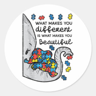 What Makes You Different Beautiful Elephant Autism Classic Round Sticker