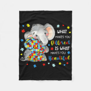 What Makes You Different Beautiful Elephant Autism Fleece Blanket