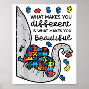 What Makes You Different Beautiful Elephant Autism Poster