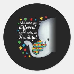 What Makes You Different Elephant Autism Mum Boys Classic Round Sticker