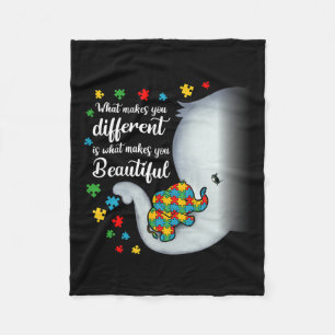What Makes You Different Elephant Autism Mum Boys  Fleece Blanket