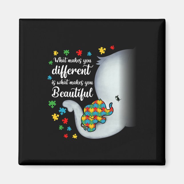 What Makes You Different Elephant Autism Mum Boys  Magnet (Front)