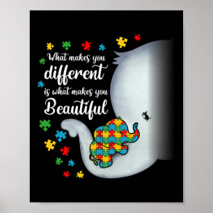 What Makes You Different Elephant Autism Mum Boys Poster