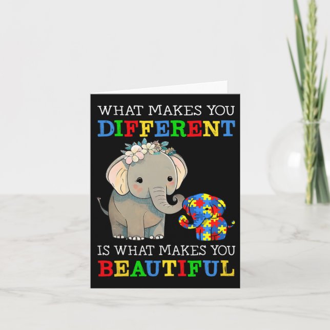 What Makes You Different Elephant Mum Autism Aware Card (Front)