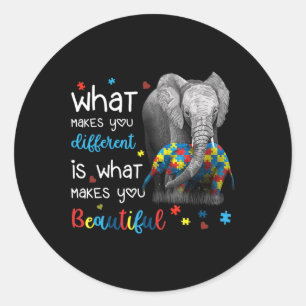 What Makes You Different Elephant Mum Autism Aware Classic Round Sticker