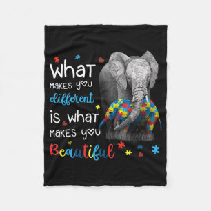 What Makes You Different Elephant Mum Autism Aware Fleece Blanket