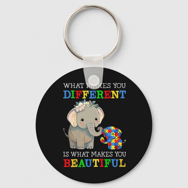 What Makes You Different Elephant Mum Autism Aware Key Ring (Front)