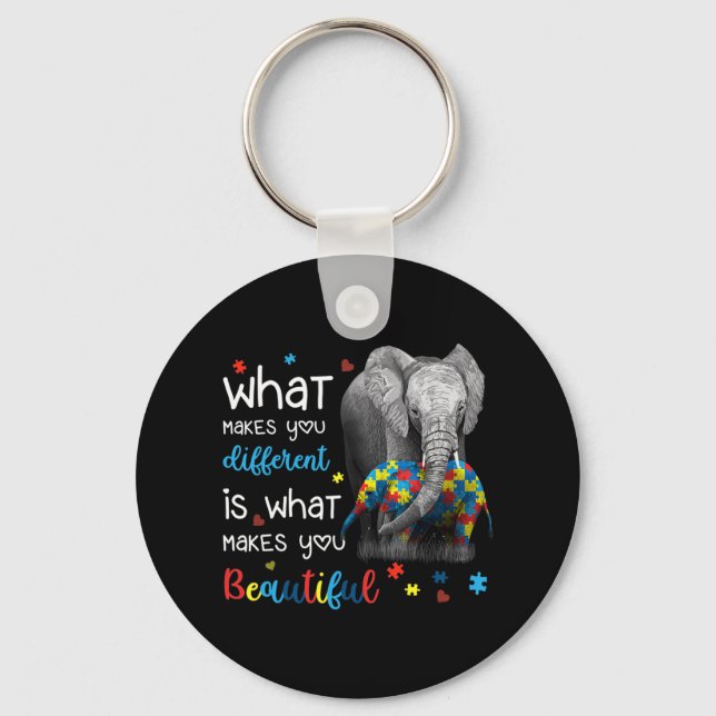 What Makes You Different Elephant Mum Autism Aware Key Ring (Front)