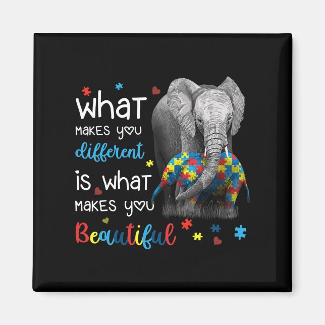 What Makes You Different Elephant Mum Autism Aware Magnet (Front)