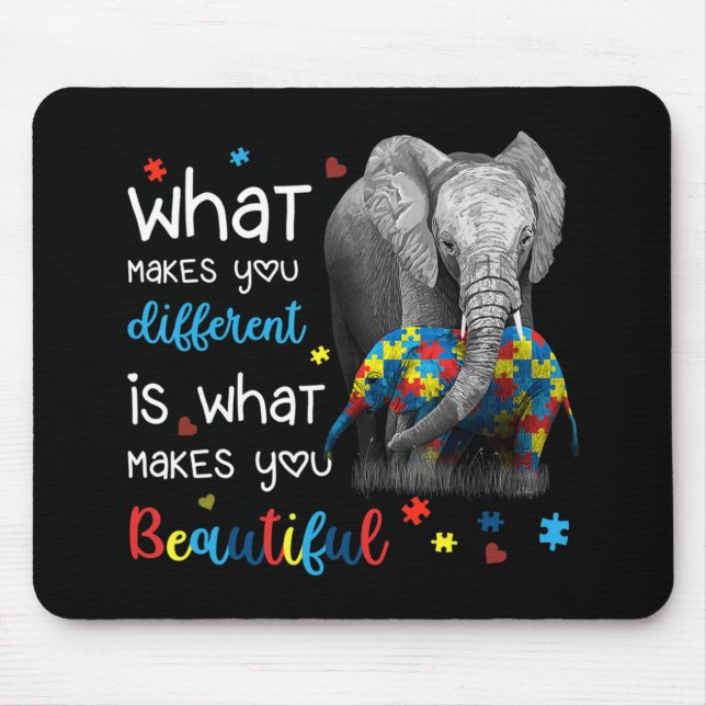 What Makes You Different Elephant Mum Autism Aware Mouse Mat (Front)