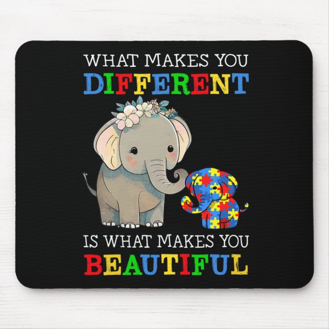 What Makes You Different Elephant Mum Autism Aware Mouse Mat (Front)