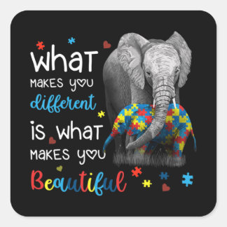 What Makes You Different Elephant Mum Autism Aware Square Sticker