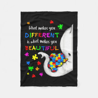 What Makes You Different Elephant Mum Autism Child Fleece Blanket