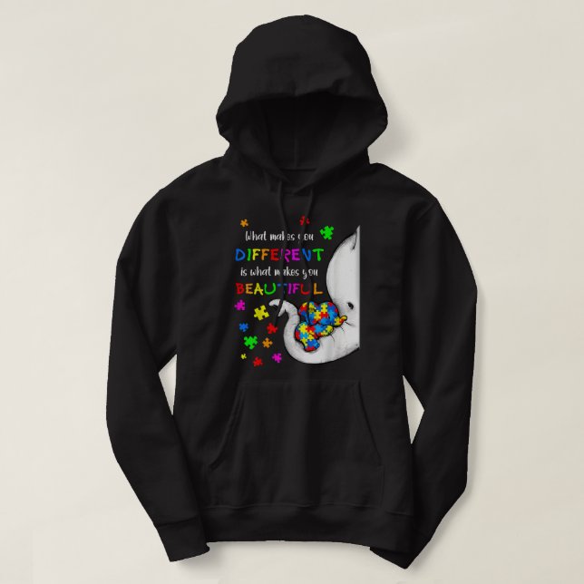 What Makes You Different Elephant Mum Autism Child Hoodie (Design Front)