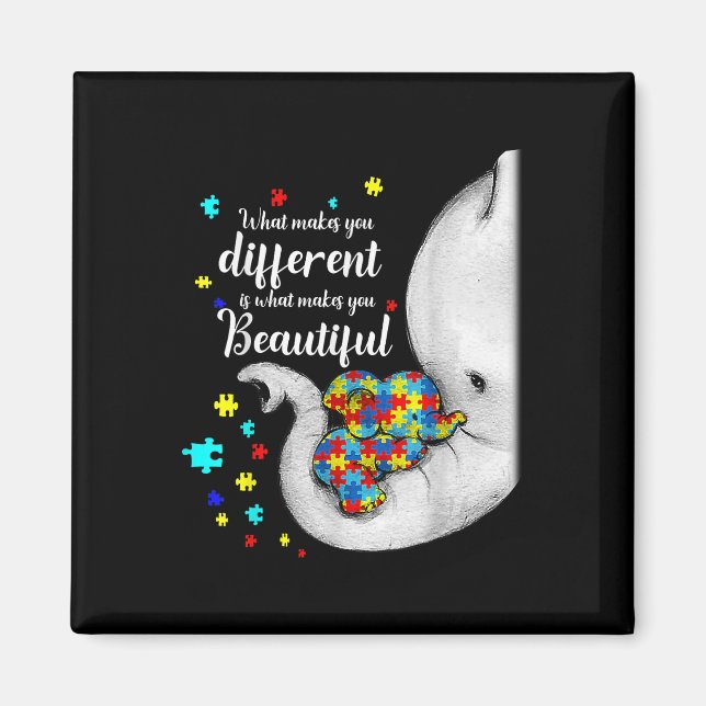 What Makes You Different Elephant Mum Autism Child Magnet (Front)