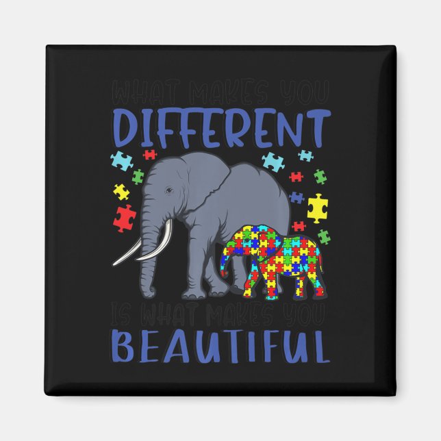 What Makes You Different Elephant Mum Autism Child Magnet (Front)