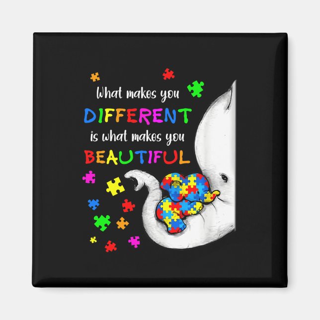 What Makes You Different Elephant Mum Autism Child Magnet (Front)
