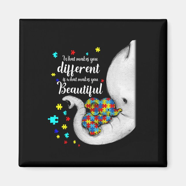What Makes You Different Elephant Mum Autism Child Magnet (Front)