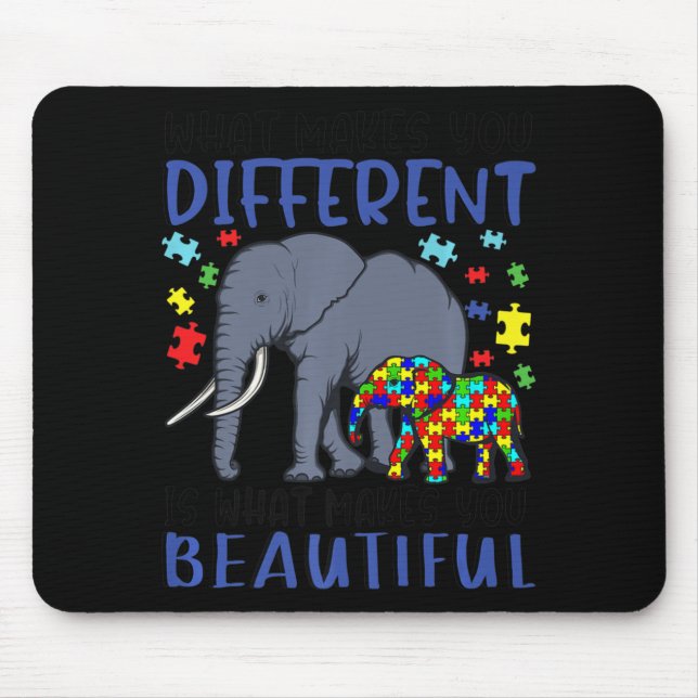 What Makes You Different Elephant Mum Autism Child Mouse Mat (Front)