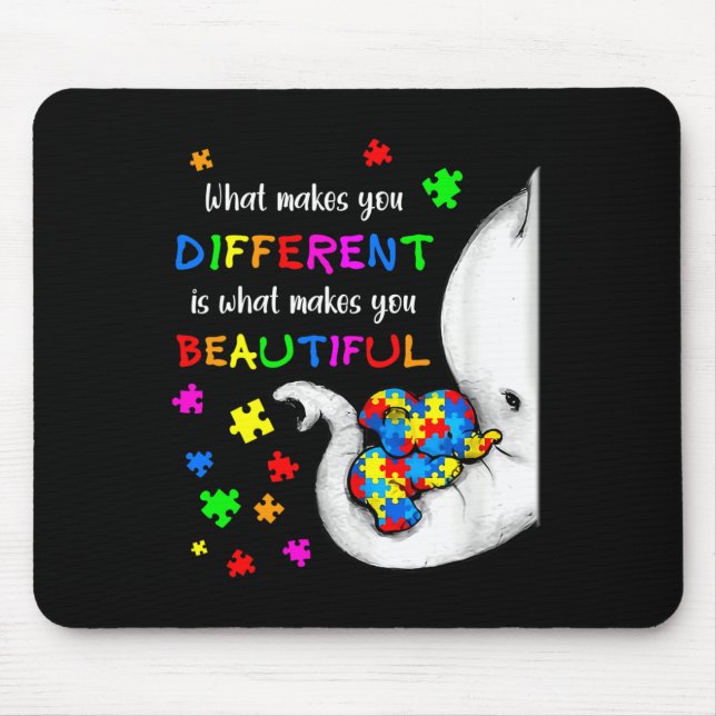 What Makes You Different Elephant Mum Autism Child Mouse Mat (Front)