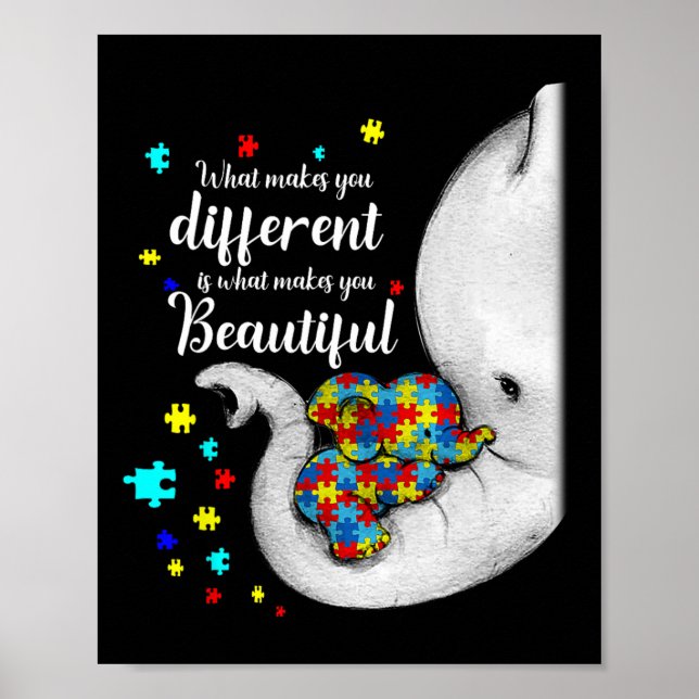 What Makes You Different Elephant Mum Autism Child Poster (Front)