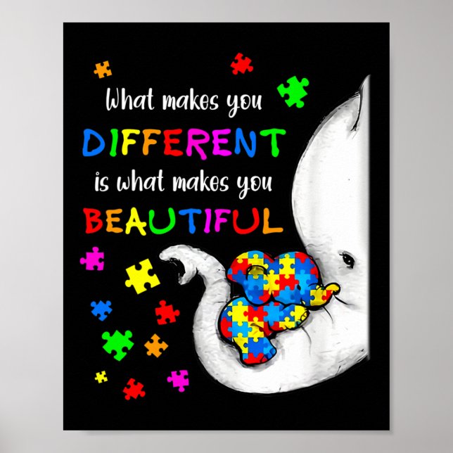 What Makes You Different Elephant Mum Autism Child Poster (Front)