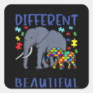 What Makes You Different Elephant Mum Autism Child Square Sticker