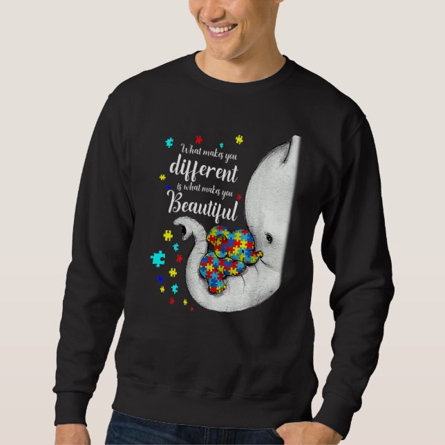What Makes You Different Elephant Mum Autism Child Sweatshirt (Front)