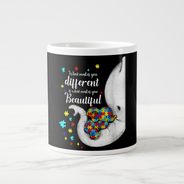 What Makes You Different Elephant Mum Autism Large Coffee Mug (Front)