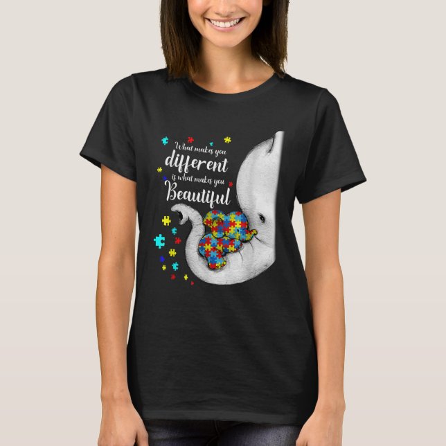 What Makes You Different Elephant Mum Autism T-Shirt (Front)