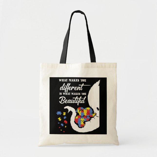 What Makes You Different Elephant Mum Autism Tote Bag (Front)