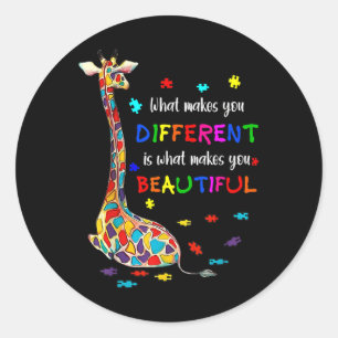 What Makes You Different Giraffe Mum Autism Child Classic Round Sticker
