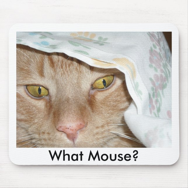 What Mouse/Orange Tabby Cat Humour Mouse Mat (Front)