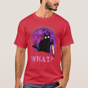 What Murderous Cat Holding Knife Funny Halloween C T-Shirt