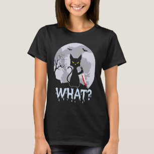 What Murderous Horror Knife Wielding Creepy Cat Un T-Shirt