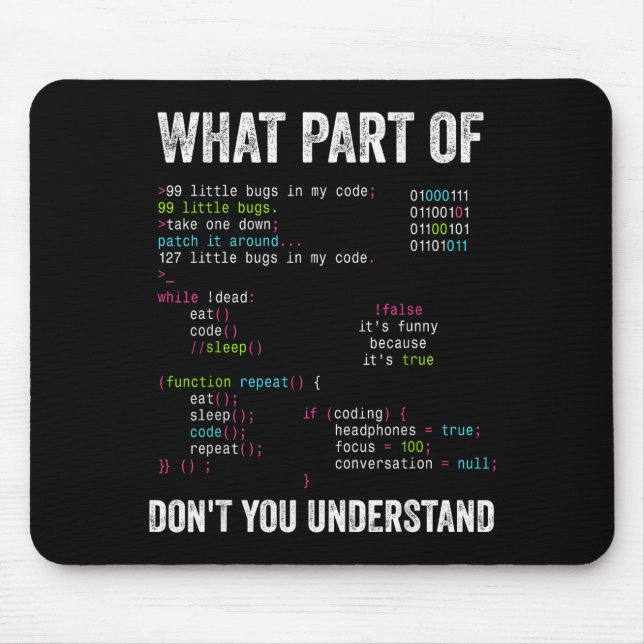 What Part Of Don't You Understand Computer Science Mouse Mat (Front)