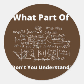 What Part Of Don't You Understand Funny Math Classic Round Sticker