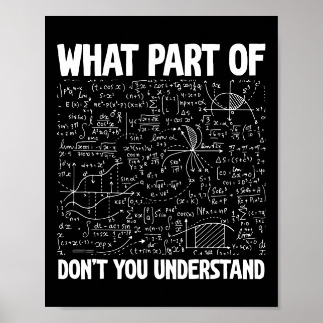 What Part Of Don't You Understand Funny Math Mathe Poster (Front)