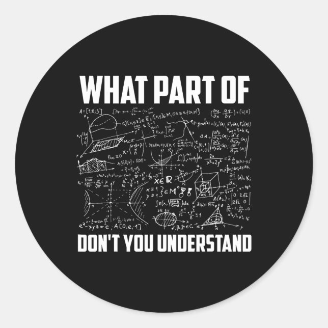 What Part Of Don't You Understand Funny Math Teach Classic Round Sticker (Front)