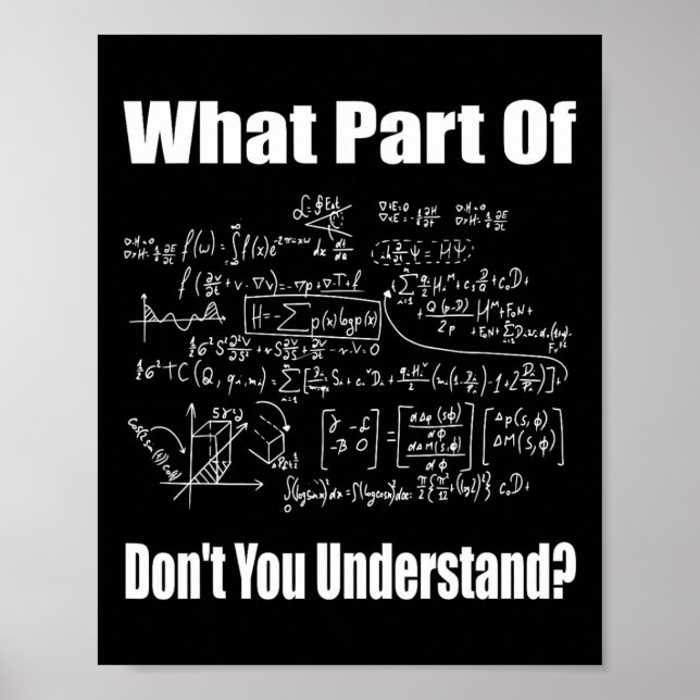 What Part Of Don't You Understand Funny Math Teach Poster (Front)