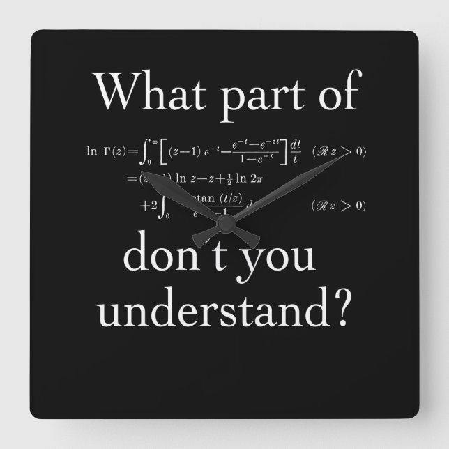 What Part of... White on dark Square Wall Clock (Front)